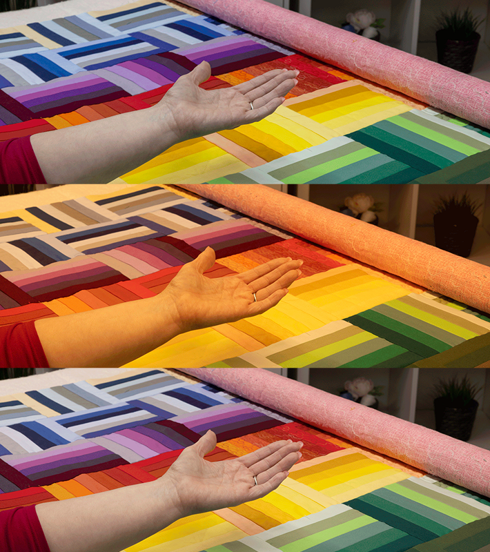 Finesse Aura light bar color contrast on fabric